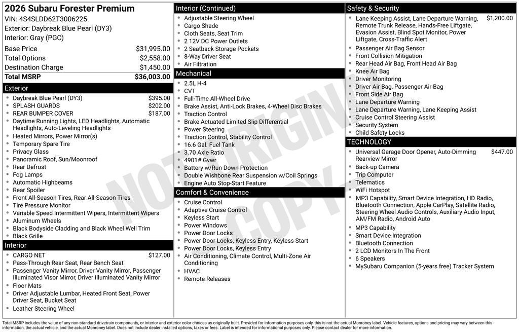 2026 Subaru Forester Premium