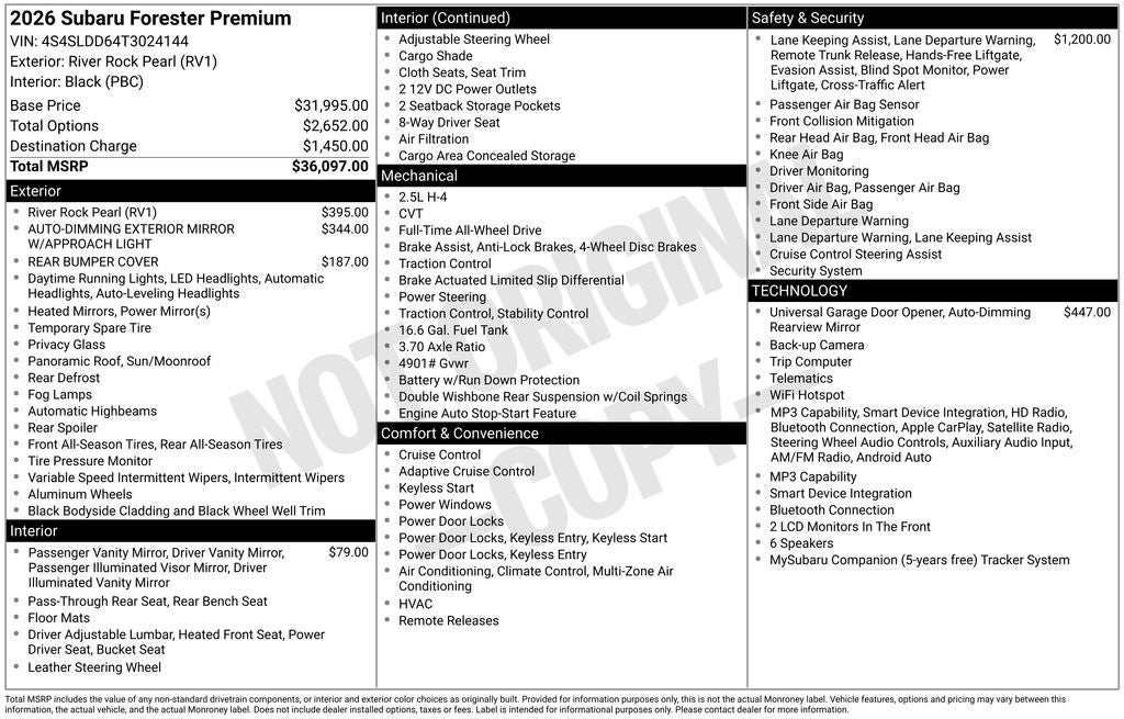 2026 Subaru Forester Premium