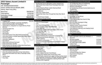 2022 Subaru Ascent Limited