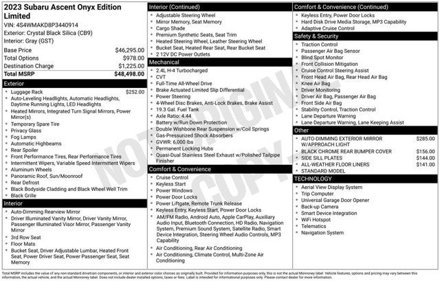 2023 Subaru Ascent Onyx Edition Limited