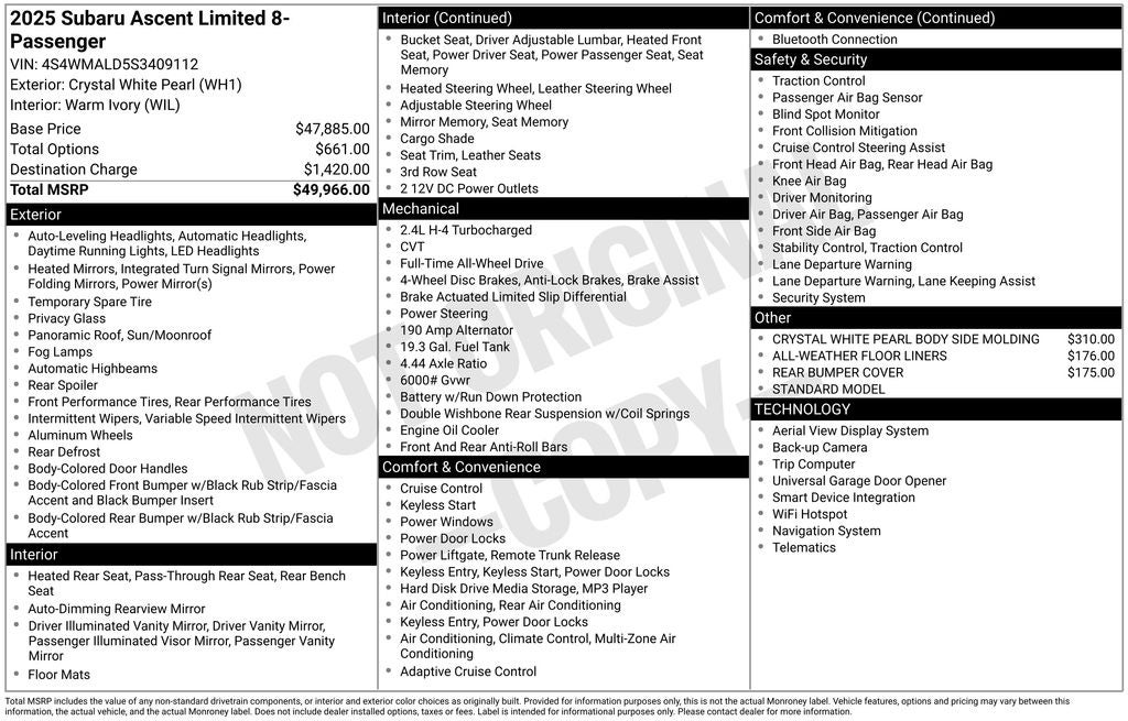 2025 Subaru Ascent Limited