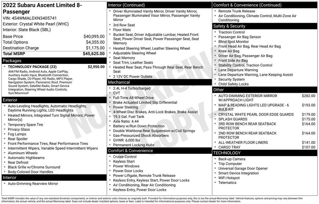 2022 Subaru Ascent Limited