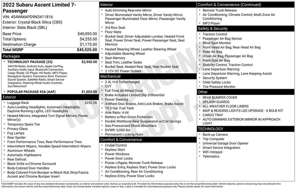 2022 Subaru Ascent Limited