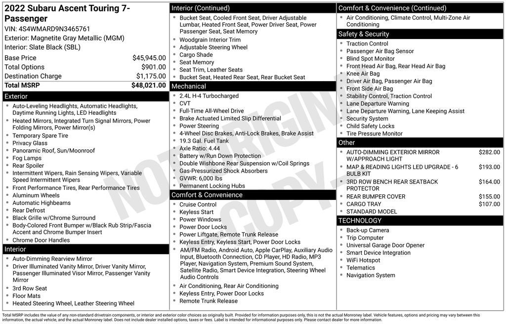 2022 Subaru Ascent Touring