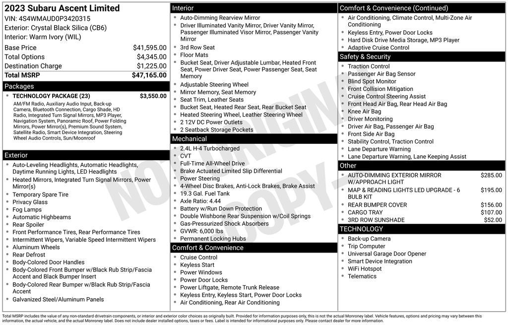 2023 Subaru Ascent Limited