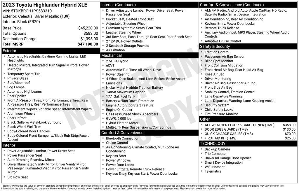 2023 Toyota Highlander Hybrid XLE