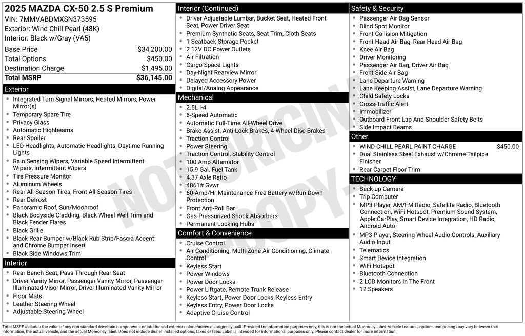 2025 Mazda Mazda CX-50 2.5 S Premium Package