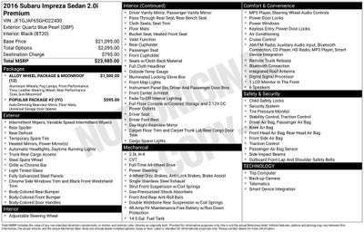 2016 Subaru Impreza 2.0i Premium