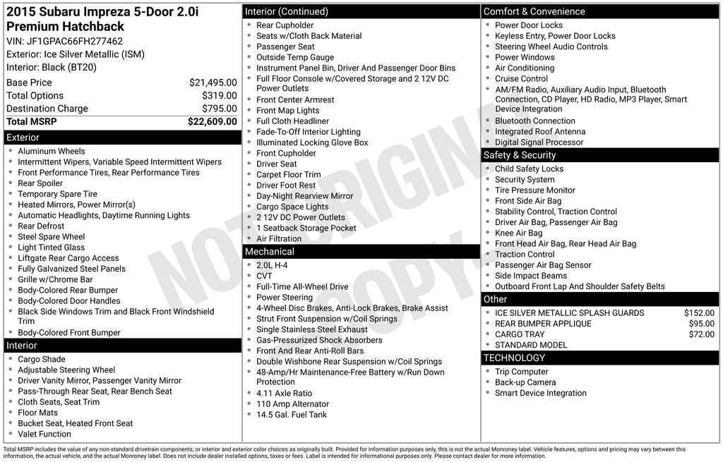 2015 Subaru Impreza 2.0i Premium
