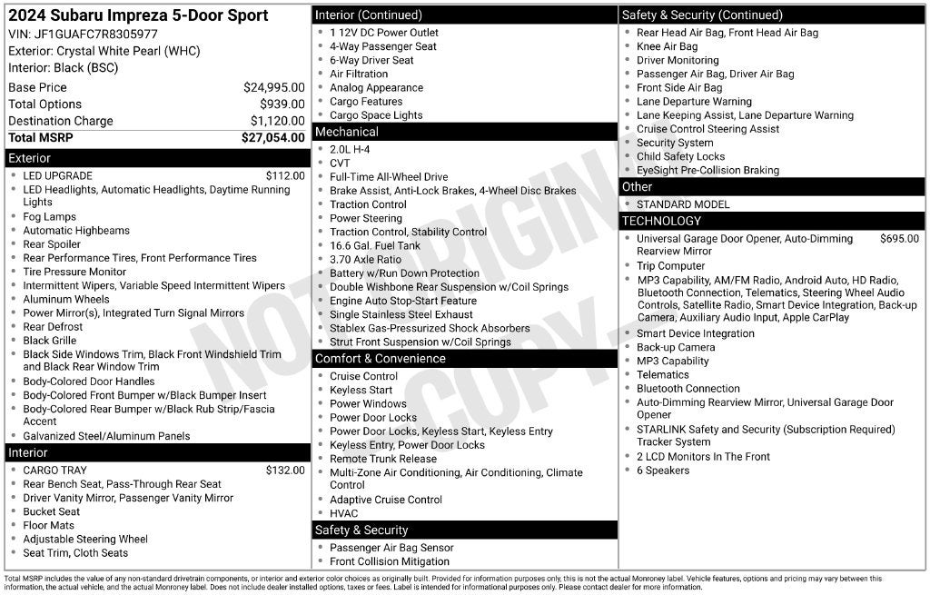 2024 Subaru Impreza Sport