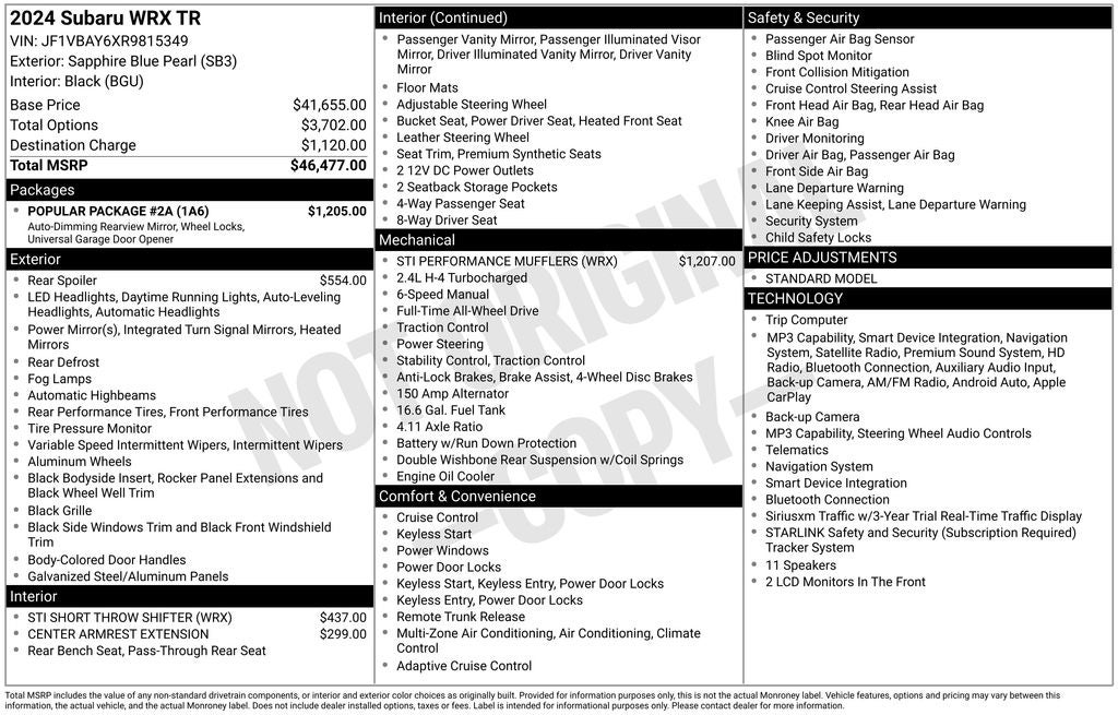 2024 Subaru WRX TR