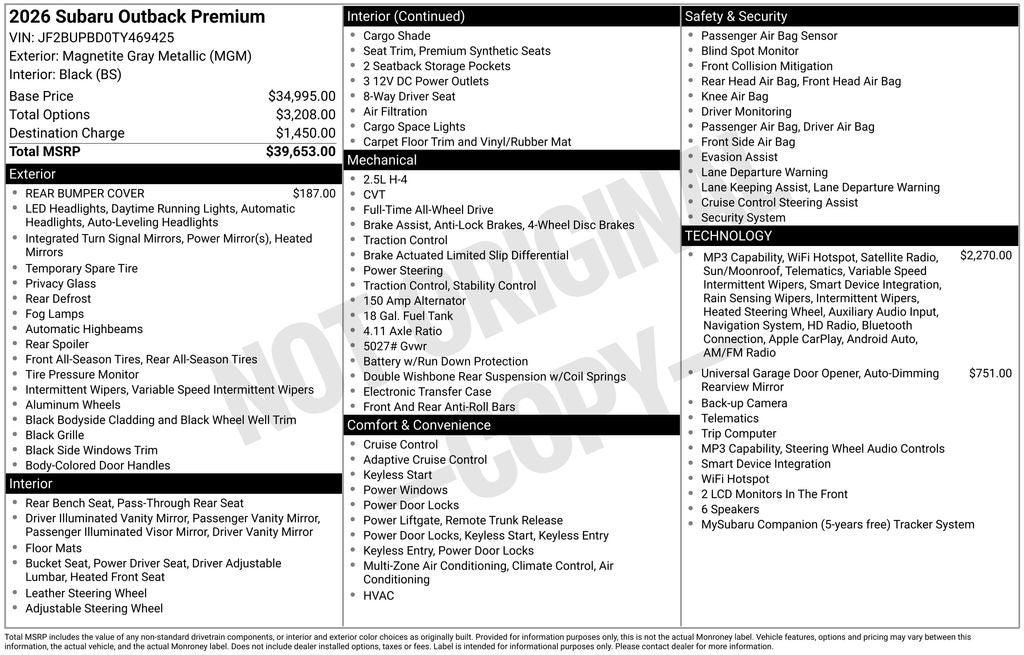 2026 Subaru Outback Premium