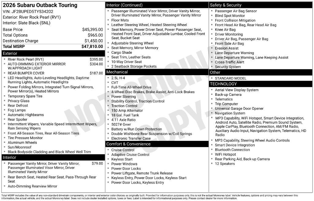 2026 Subaru Outback Touring