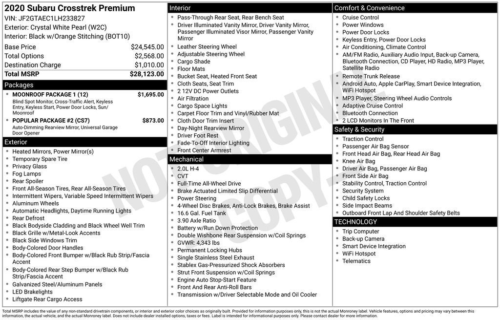 2020 Subaru Crosstrek Premium