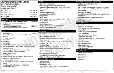 2020 Subaru Crosstrek Limited