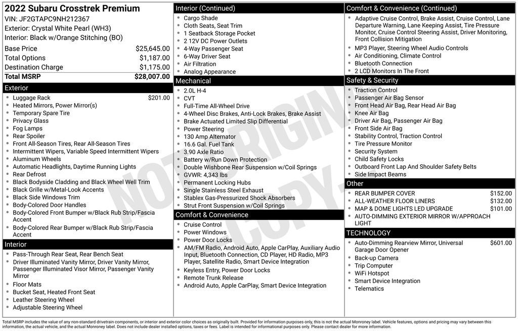 2022 Subaru Crosstrek Premium
