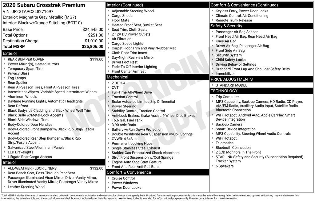 2020 Subaru Crosstrek Premium