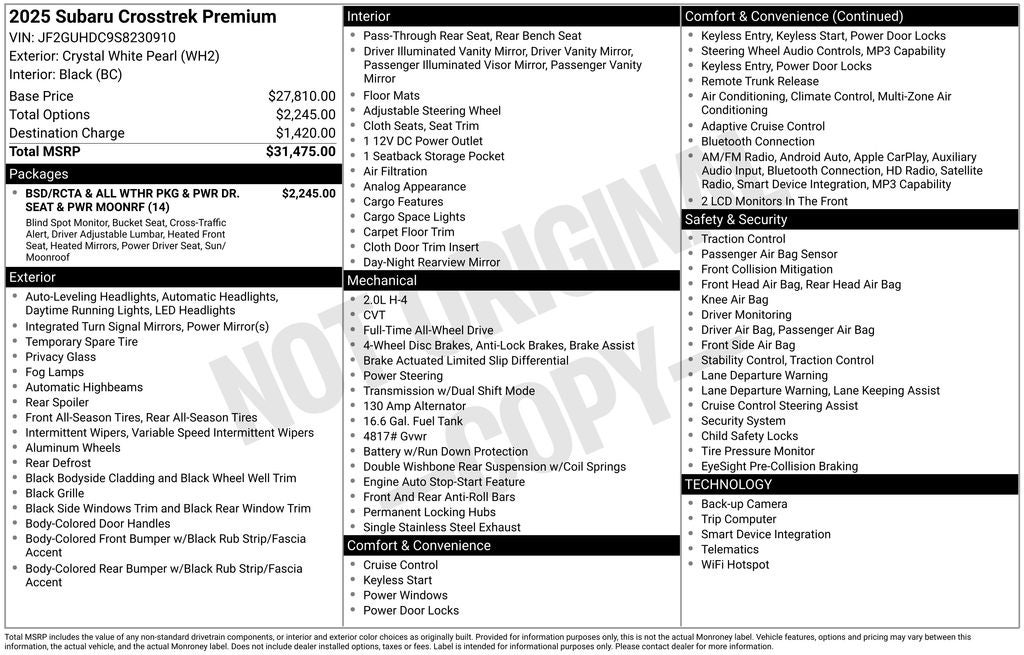 2025 Subaru Crosstrek Premium
