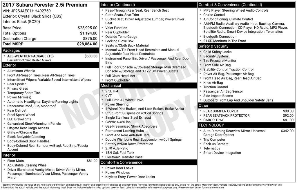2017 Subaru Forester 2.5i Premium