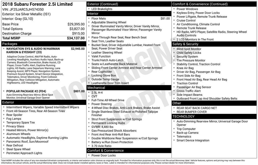 2018 Subaru Forester 2.5i Limited