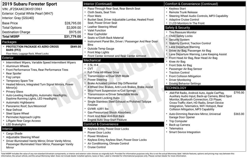 2019 Subaru Forester Sport