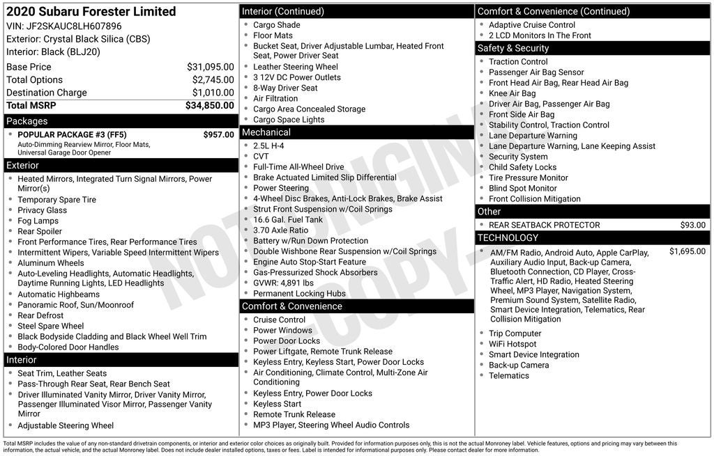 2020 Subaru Forester Limited