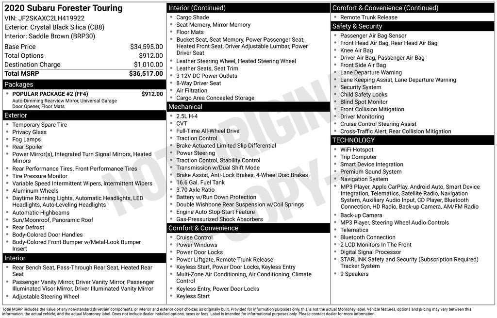 2020 Subaru Forester Touring