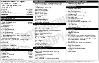 2026 Hyundai Kona SEL Sport