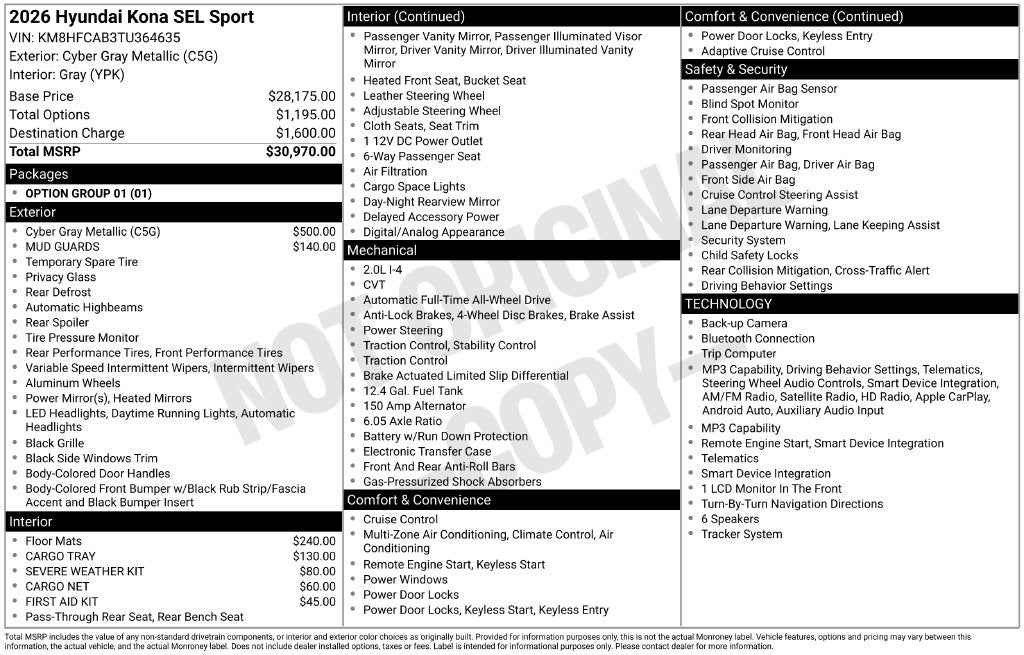 2026 Hyundai Kona SEL Sport