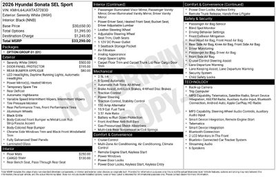 2026 Hyundai Sonata SEL Sport