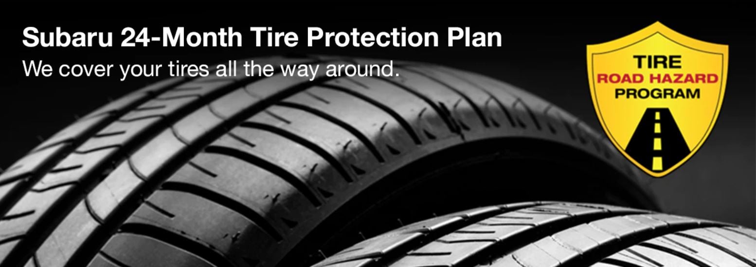 Subaru tire with 24-Month Tire Protection and road hazard program logo. | Jenkins Subaru in Bridgeport WV